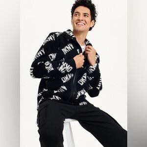 DKNY: All Over Logo Sherpa Jacket